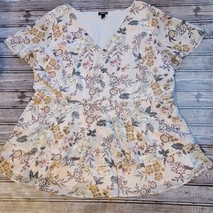 Torrid Blush Pink Floral Chiffon Tiered Babydoll Top Size 3